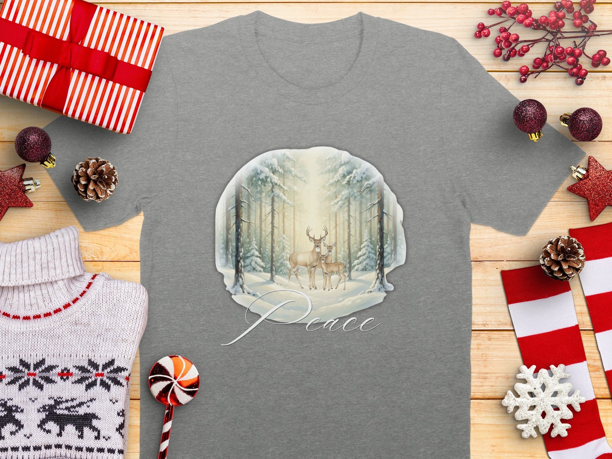 Peace Winter Forest Scene Tee