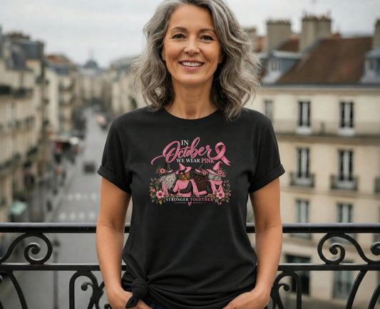 In October We Wear Pink Witch Tee | Stronger Together