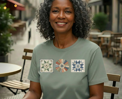 Quilted Together | Three Quilt Blocks Women’s T-Shirt