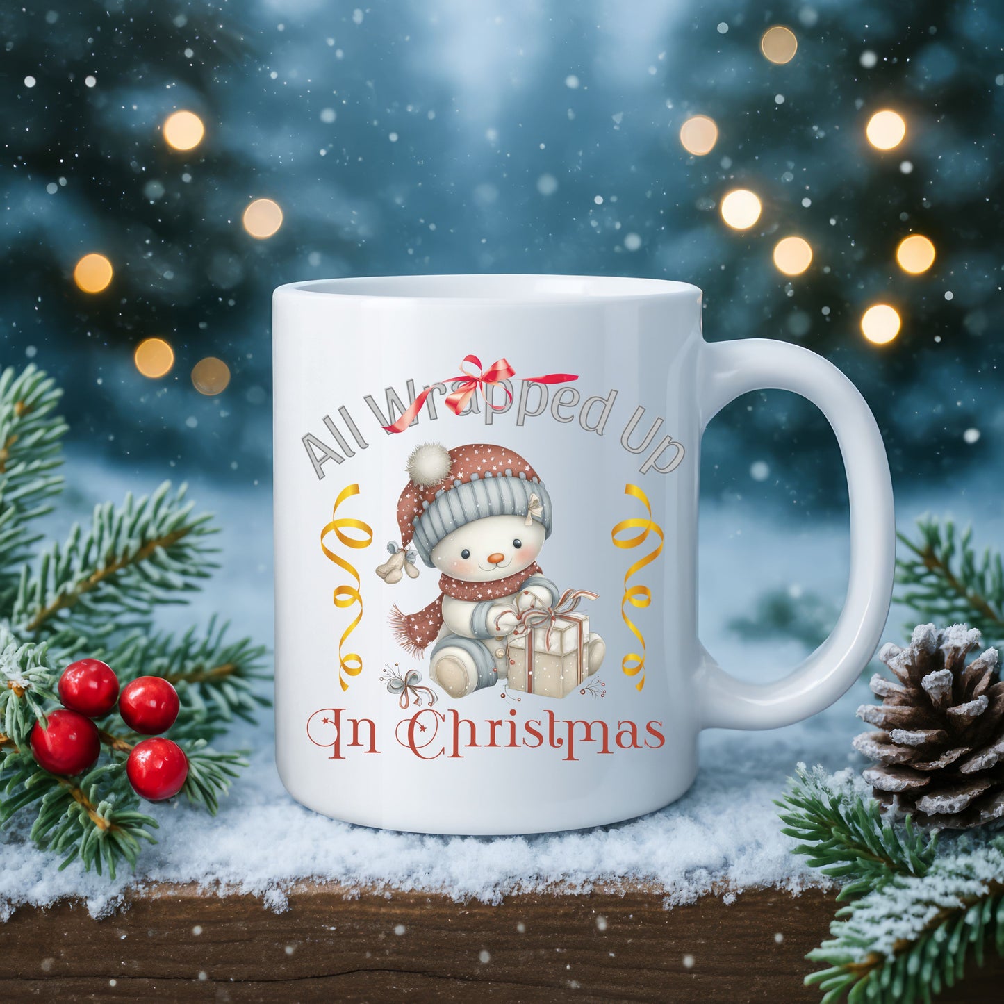 Adorable All Wrapped Up In Christmas Mug