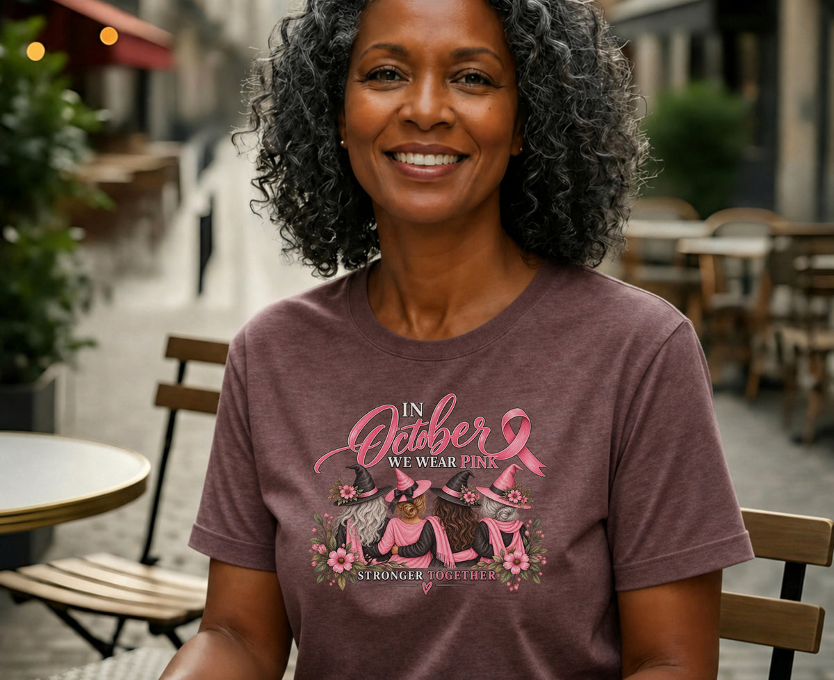 In October We Wear Pink Witch Tee | Stronger Together