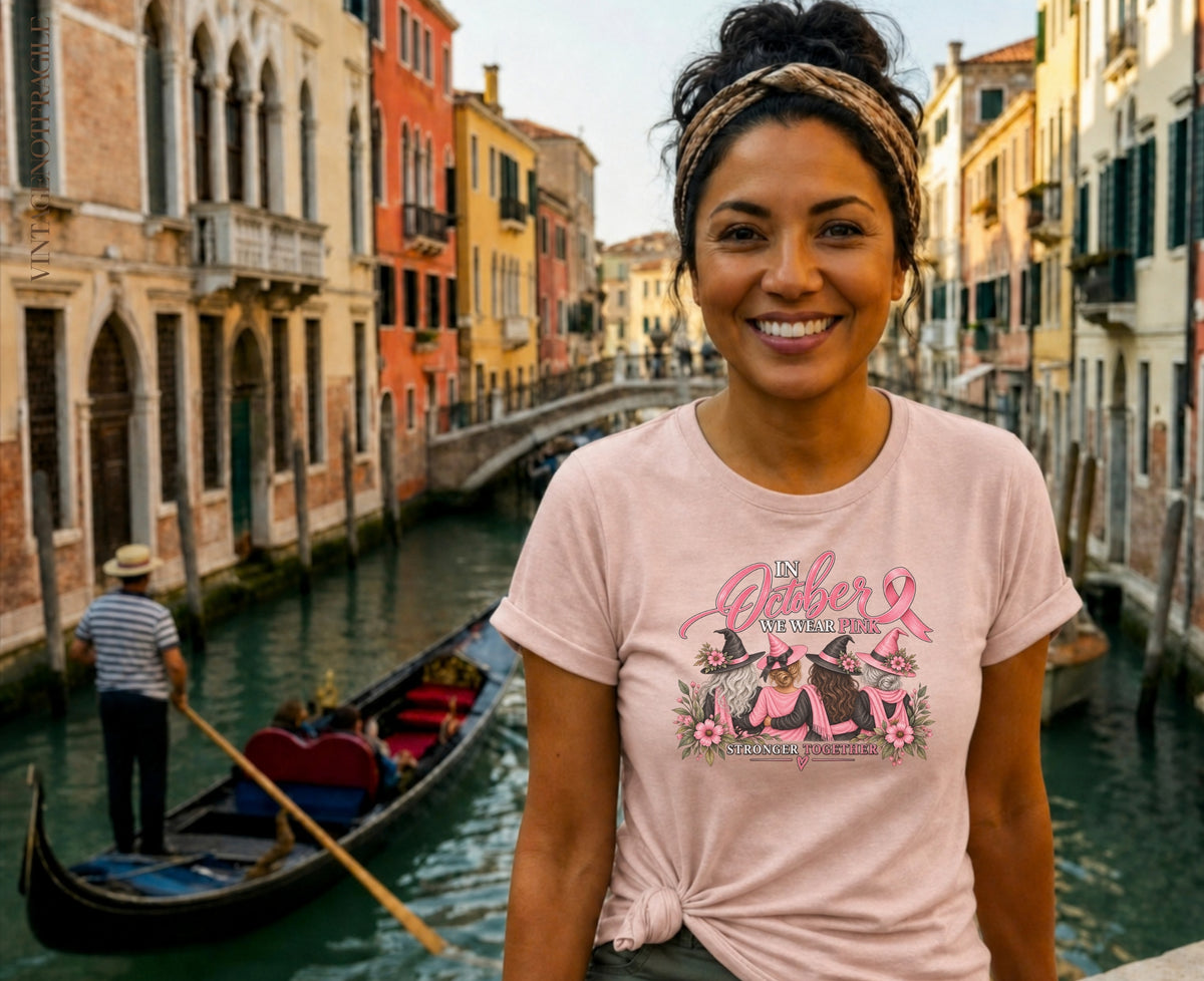 In October We Wear Pink Witch Tee | Stronger Together