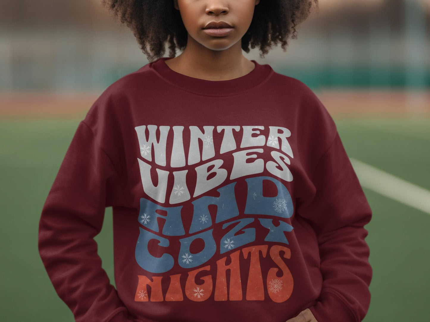 Winter Vibes Sweatshirt | Cozy Nights Unisex Crewneck