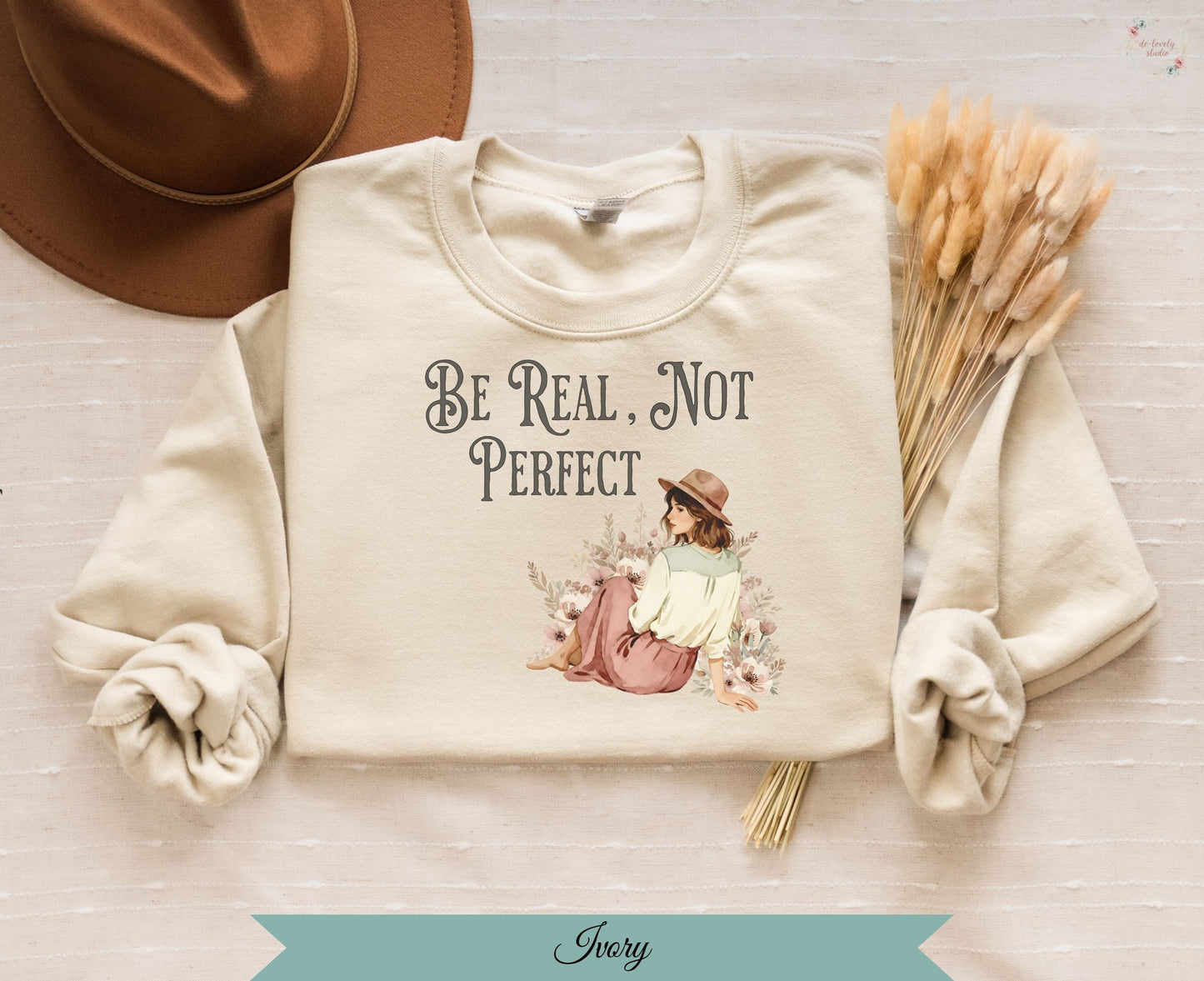 Be Real Not Perfect Graphic Sweatshirt Top