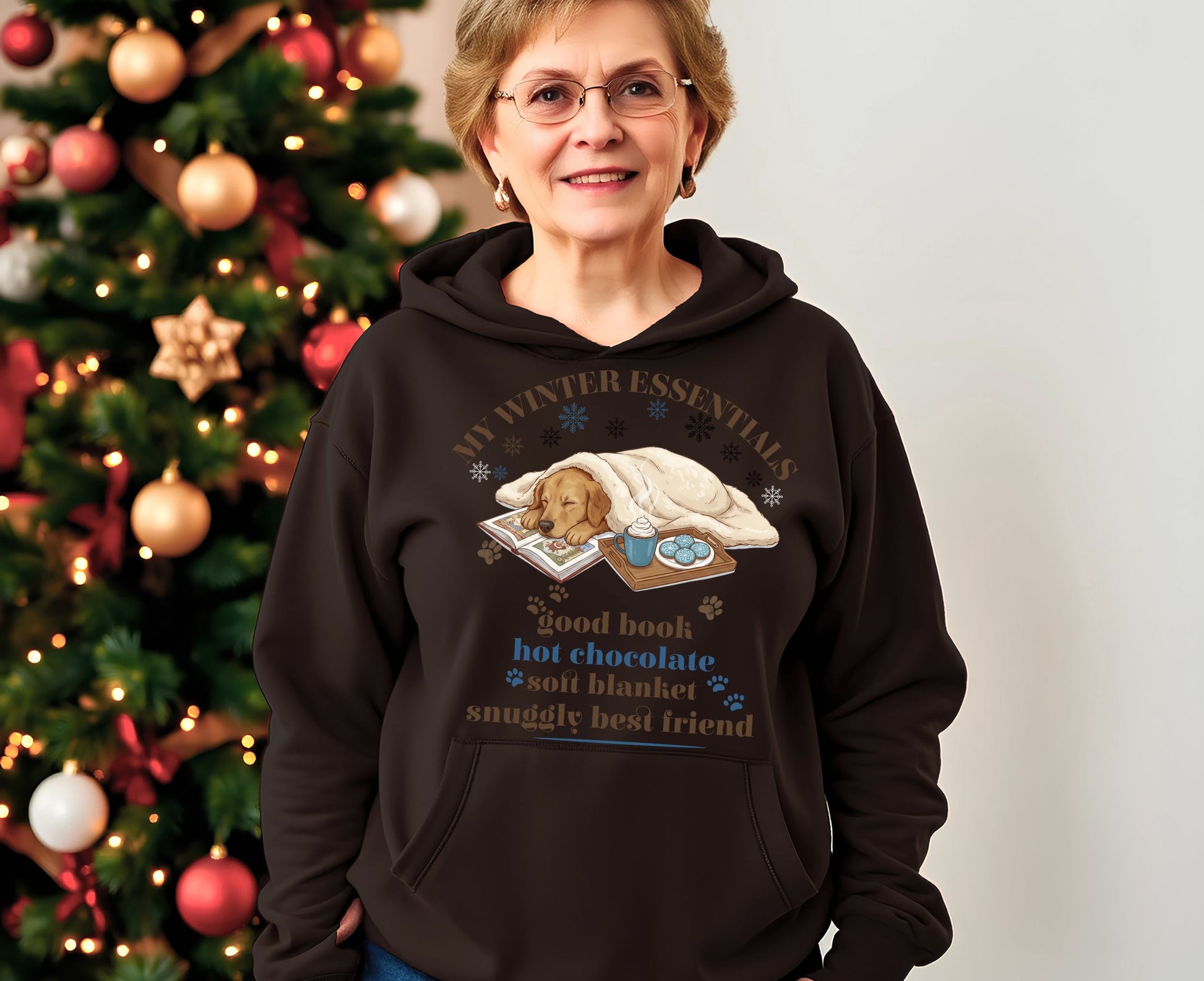 Cozy Winter Essentials Good Book Hot Chocolate Hoodie