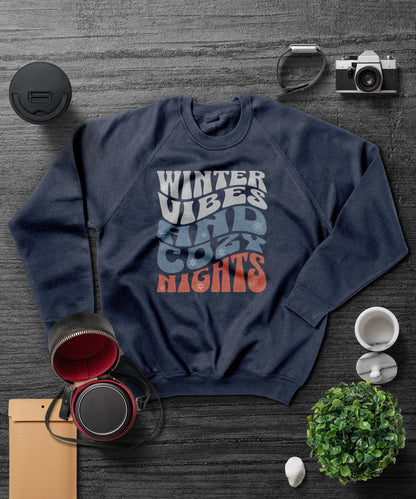 Winter Vibes Sweatshirt | Cozy Nights Unisex Crewneck