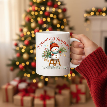 Spreading Sparkles Wherever I Go Snowman Mug