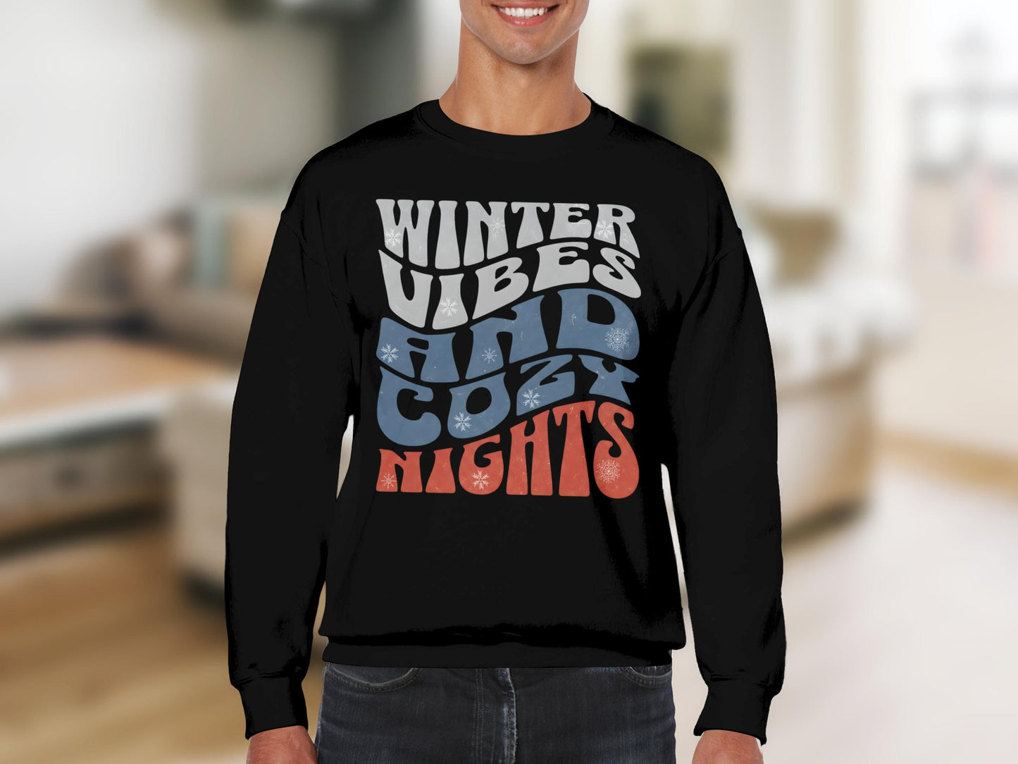 Winter Vibes Sweatshirt | Cozy Nights Unisex Crewneck
