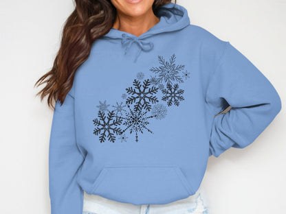 Snowflake Pattern on Cozy Blue Hoodie Product