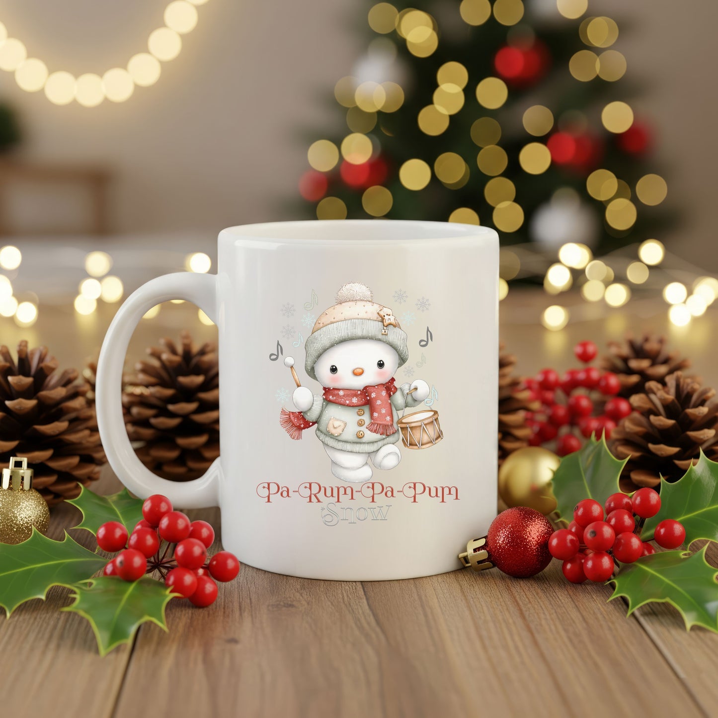 Cute Pa-Rum-Pa-Pum-Pum Snowman Mug for Holiday Cheer