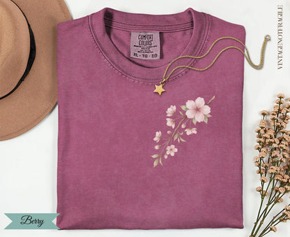 Cherry Blossom Botanical T-Shirt | Comfort Colors Nature Graphic Tee