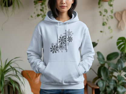 Snowflake Cascade Sweatshirt | Cozy Winter Hoodie | Minimalist Snowflake Graphic Hoodie for Christmas & Winter Style