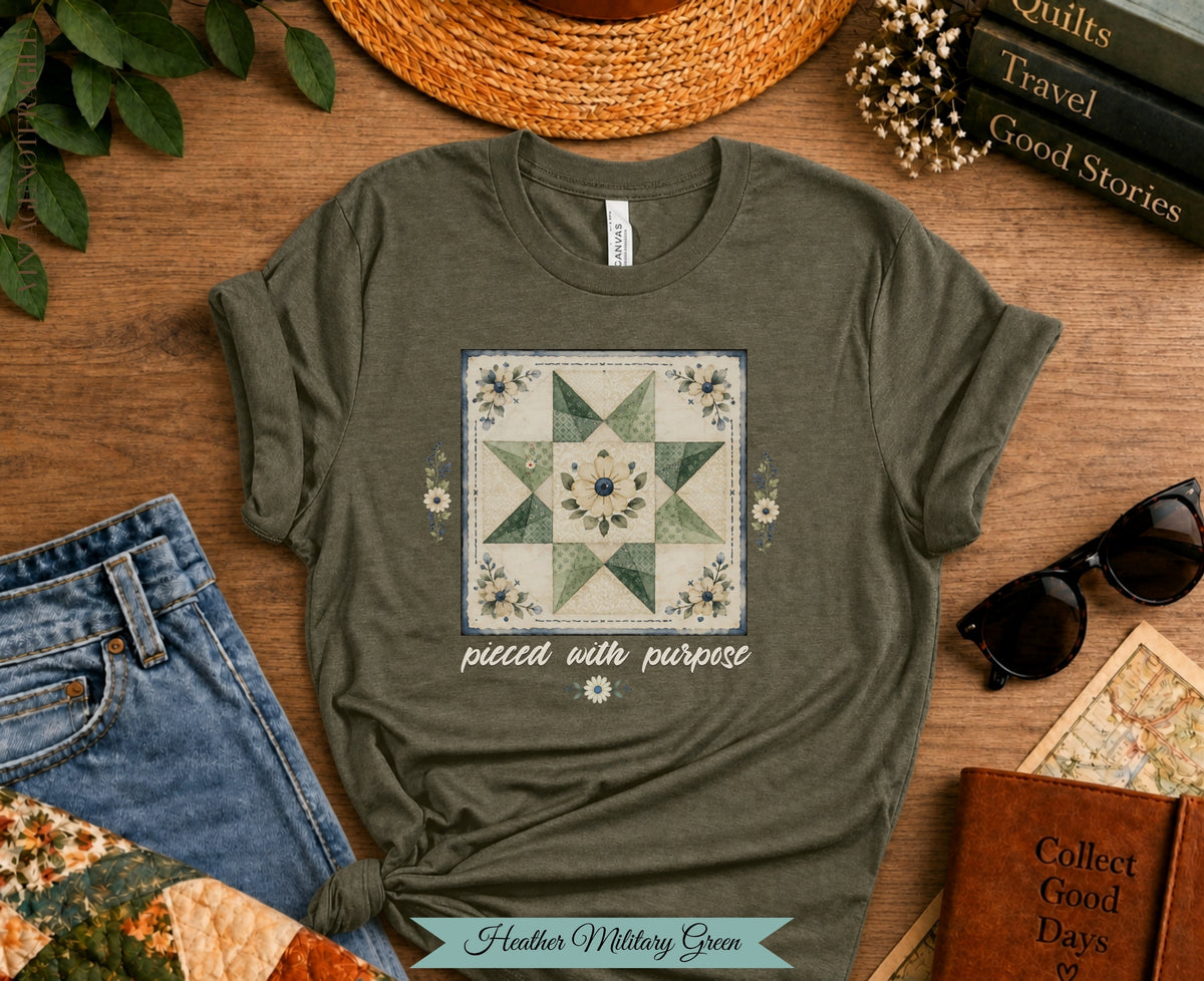 Pieced With Purpose Quilt Block Tee |Vintage Not Fragile