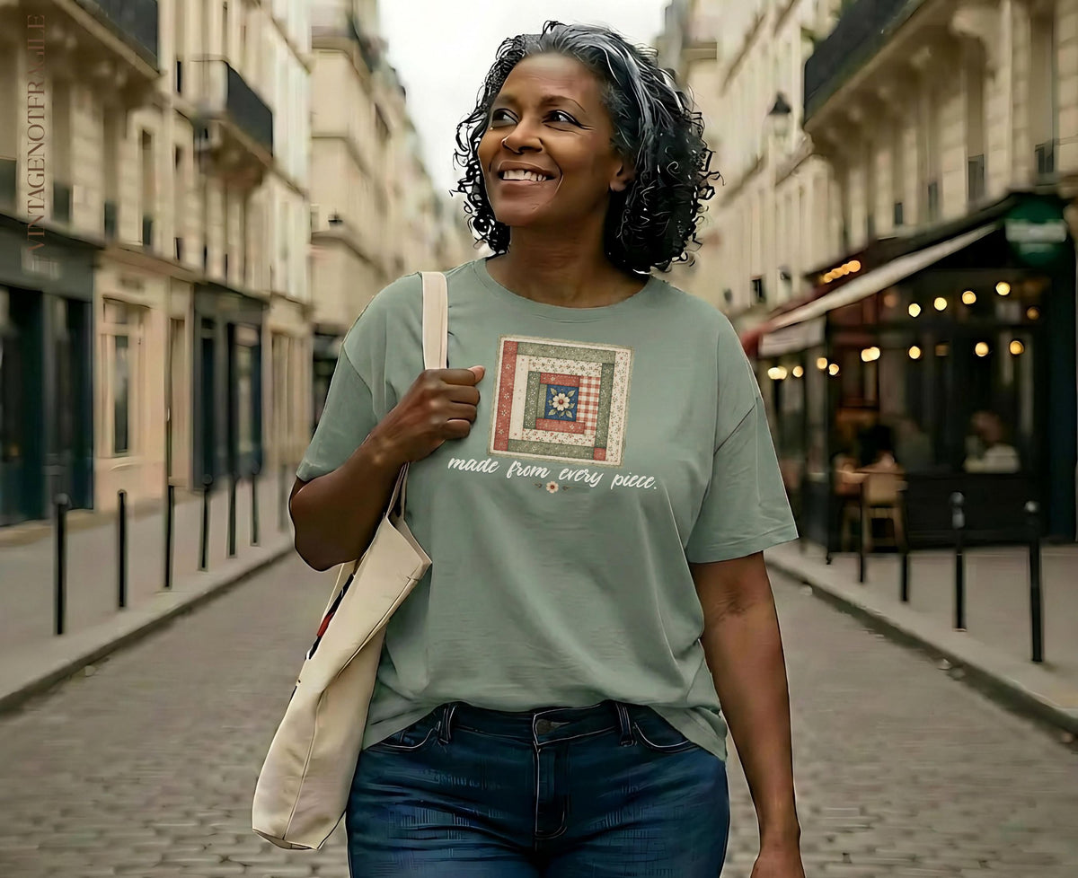 Made From Every Piece Quilt Block Tee