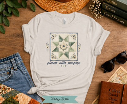 Pieced With Purpose Quilt Block Tee |Vintage Not Fragile