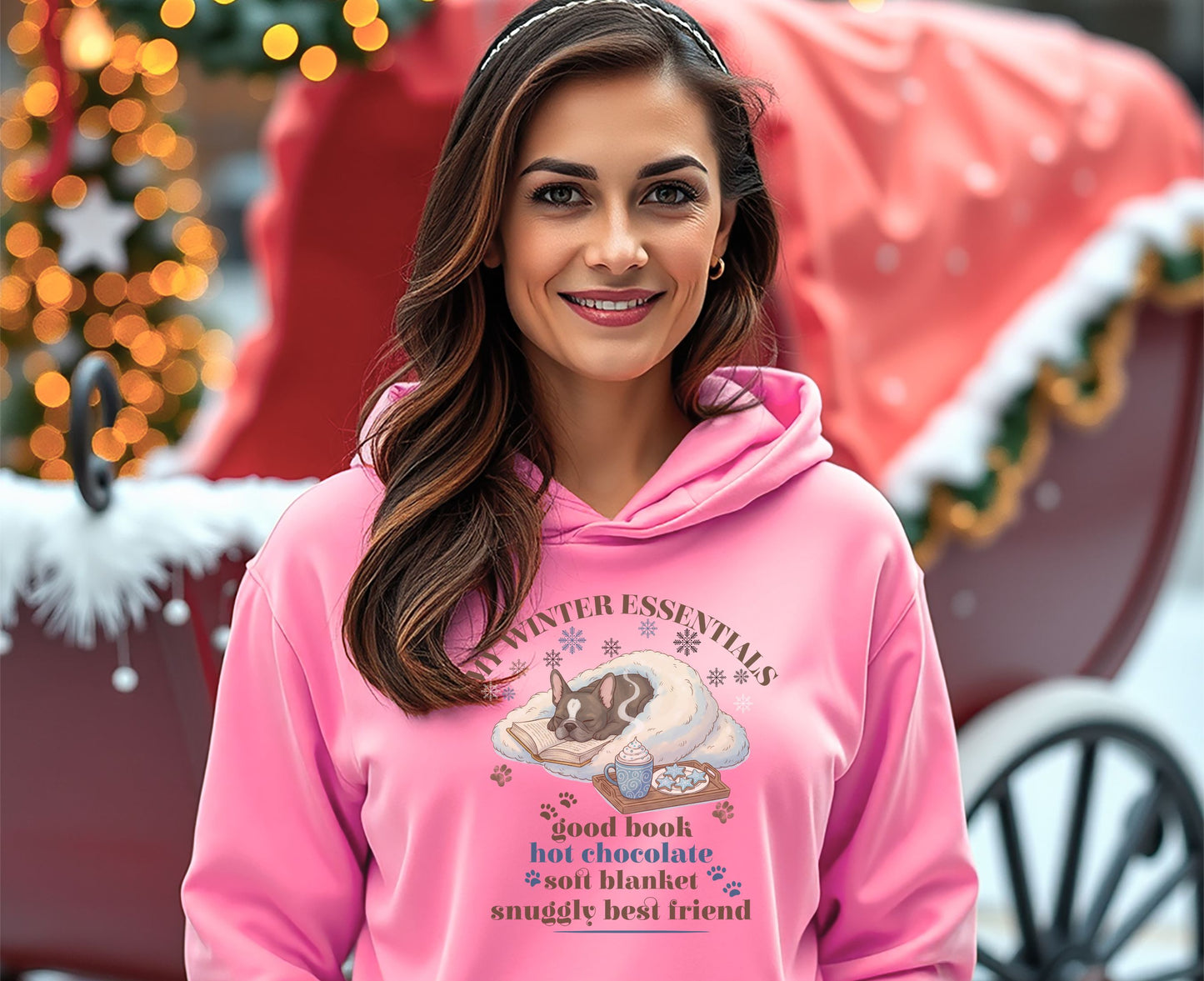 Winter Essentials Hoodie Snuggle Best Friend Design