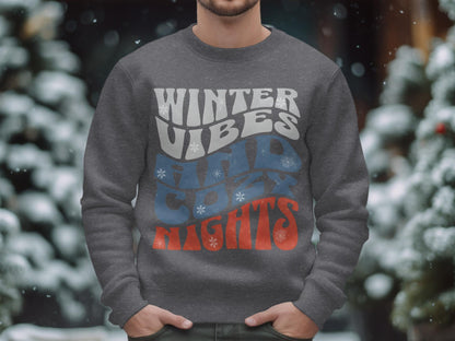 Winter Vibes Sweatshirt | Cozy Nights Unisex Crewneck