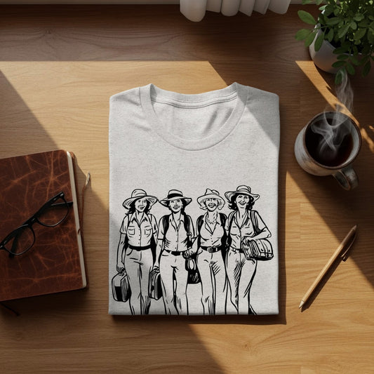 Vintage Style Four Women Travelers Graphic T-shirt