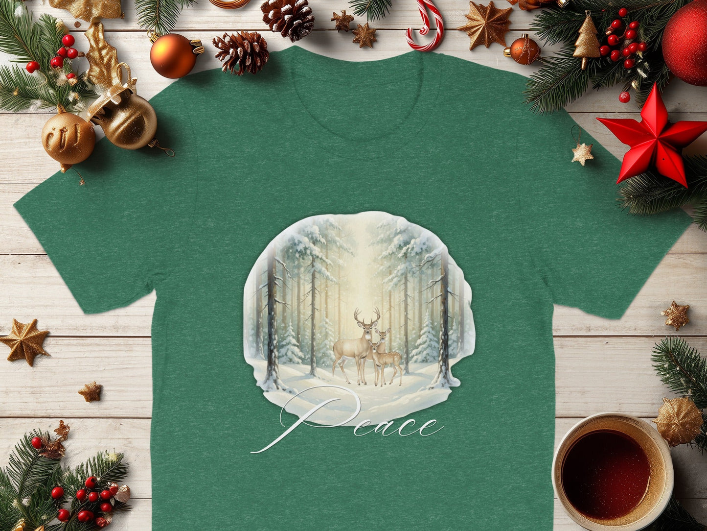 Winter Wonderland Peaceful Deer Scene T-shirt