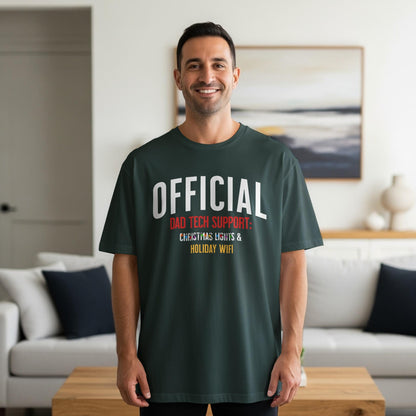 Official Dad Tech Support Shirt | Christmas Lights & Holiday Wi-fi Unisex Graphic Tee and Sweatshirt