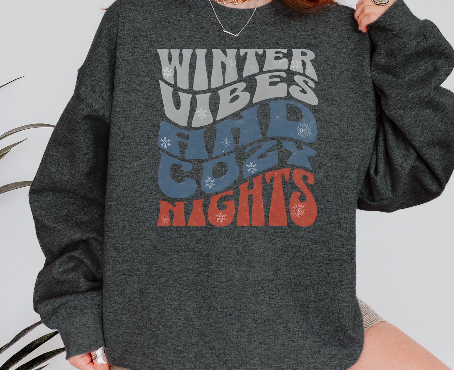 Winter Vibes Sweatshirt | Cozy Nights Unisex Crewneck