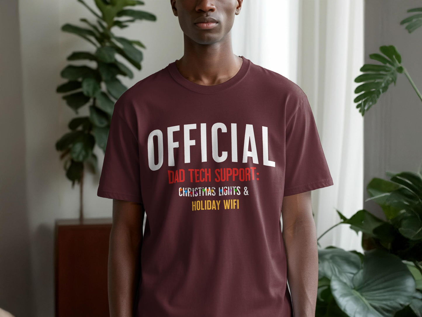 Official Dad Tech Support Shirt | Christmas Lights & Holiday Wi-fi Unisex Graphic Tee and Sweatshirt