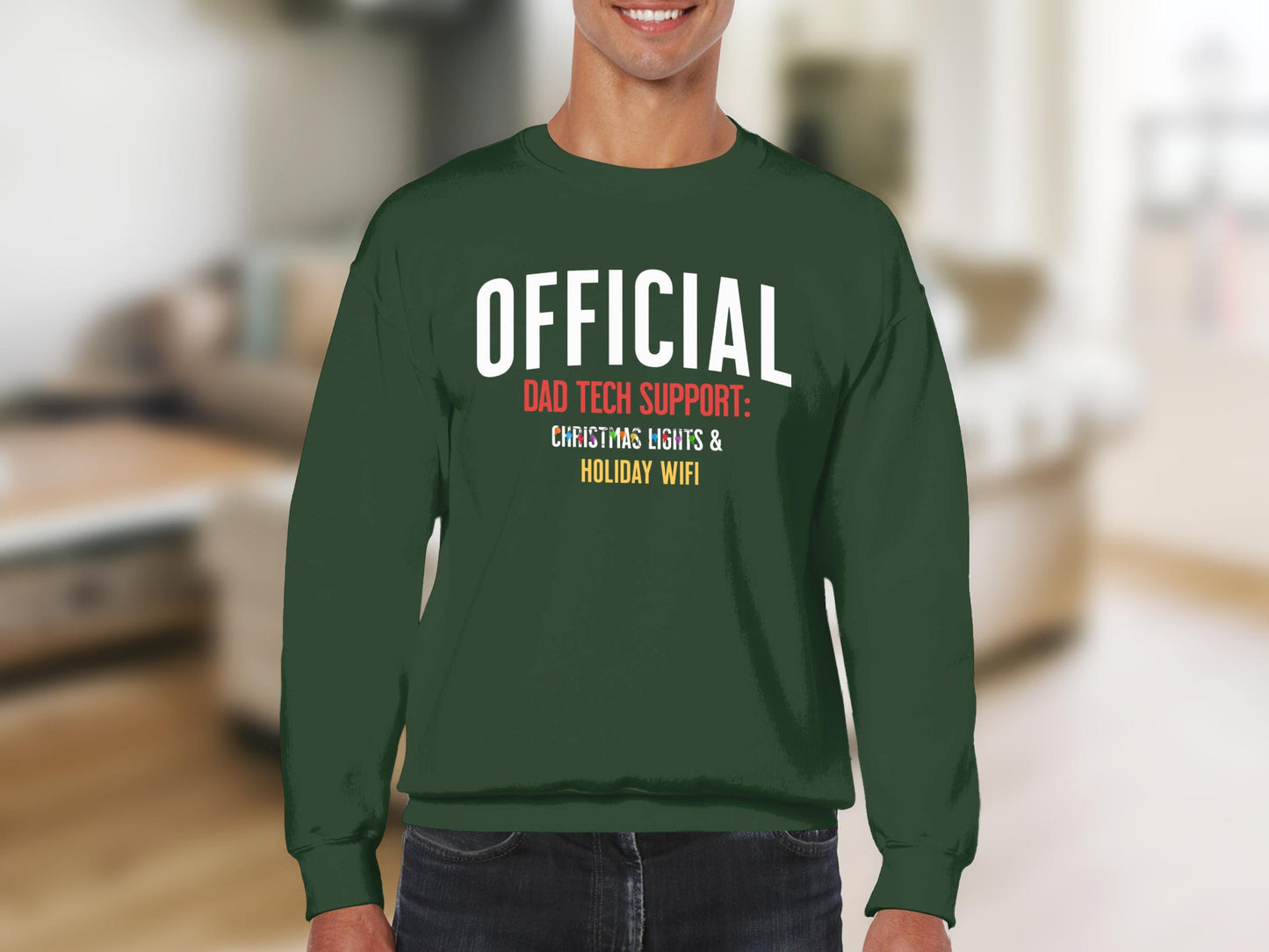 Official Dad Tech Support Shirt | Christmas Lights & Holiday Wi-fi Unisex Graphic Tee and Sweatshirt