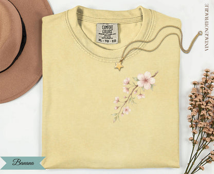 Cherry Blossom Botanical T-Shirt | Comfort Colors Nature Graphic Tee