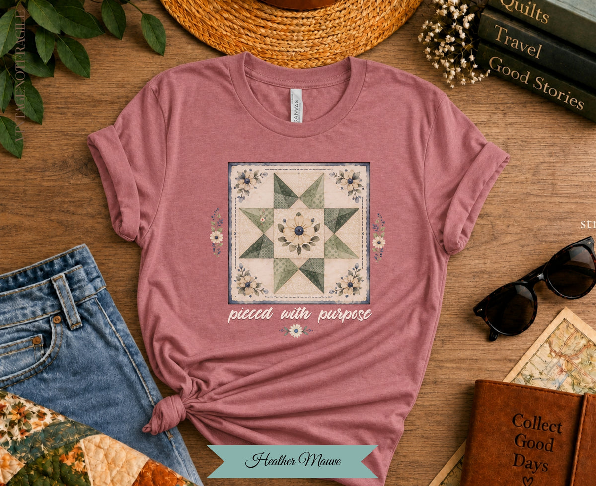 Pieced With Purpose Quilt Block Tee |Vintage Not Fragile